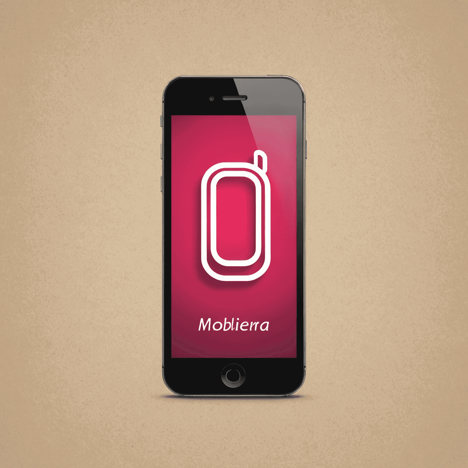 Mobilehhera logo featuring a stylized mobile phone icon with red and pink accents