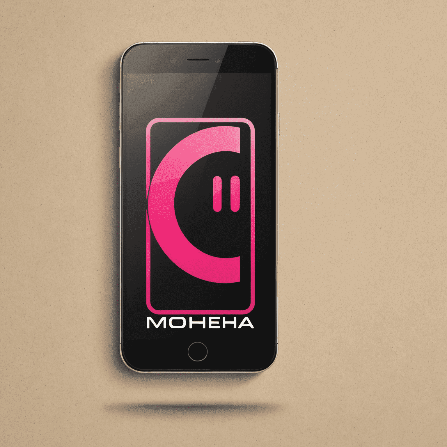 Mobilehhera logo featuring a stylized mobile phone icon with red and pink accents