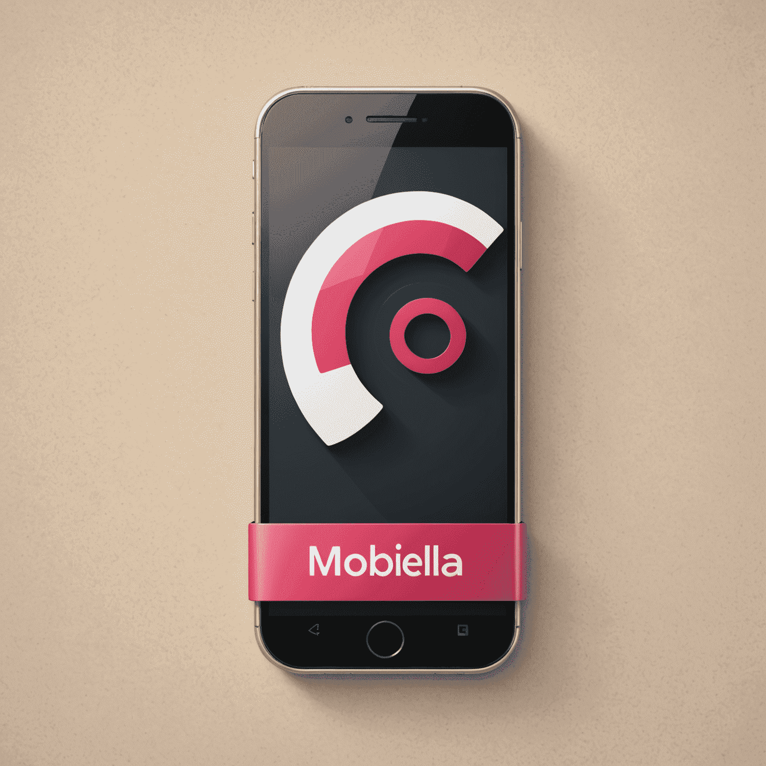 Mobilehhera logo featuring a stylized mobile phone icon with red and pink accents